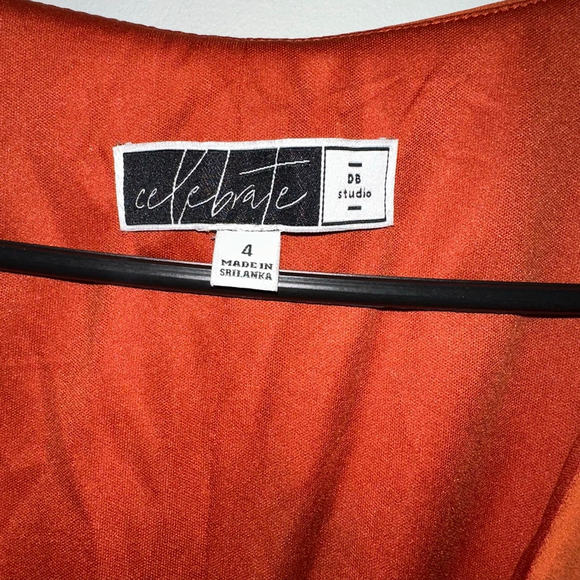 Celebrate DB Studio Burnt Orange Size 4 Women’s Wedding Formal Wrap Dress - Picture 4 of 16